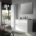 Noja 40 inch Wall Mounted Modern Bathroom Vanity. White Glossy Lacquered with Ceramic Basin - B07BMDTKL7